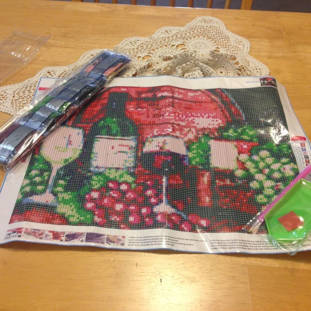 Wine-themed diamond painting kit, new items